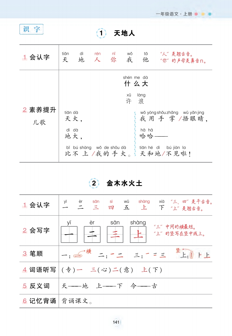 2024秋一上语文状元笔记（背记清单）24页-watiku