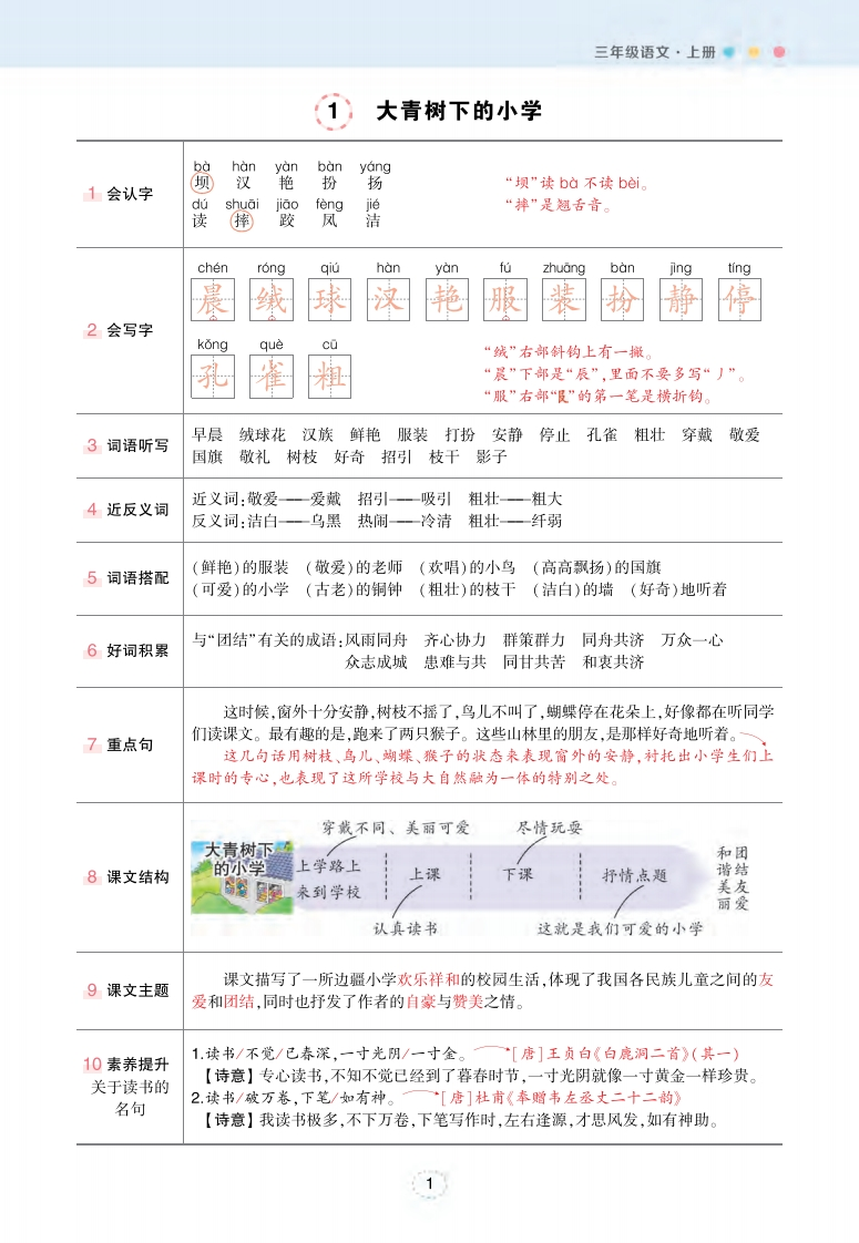 24秋三上语文状元笔记（背记清单）27页-watiku