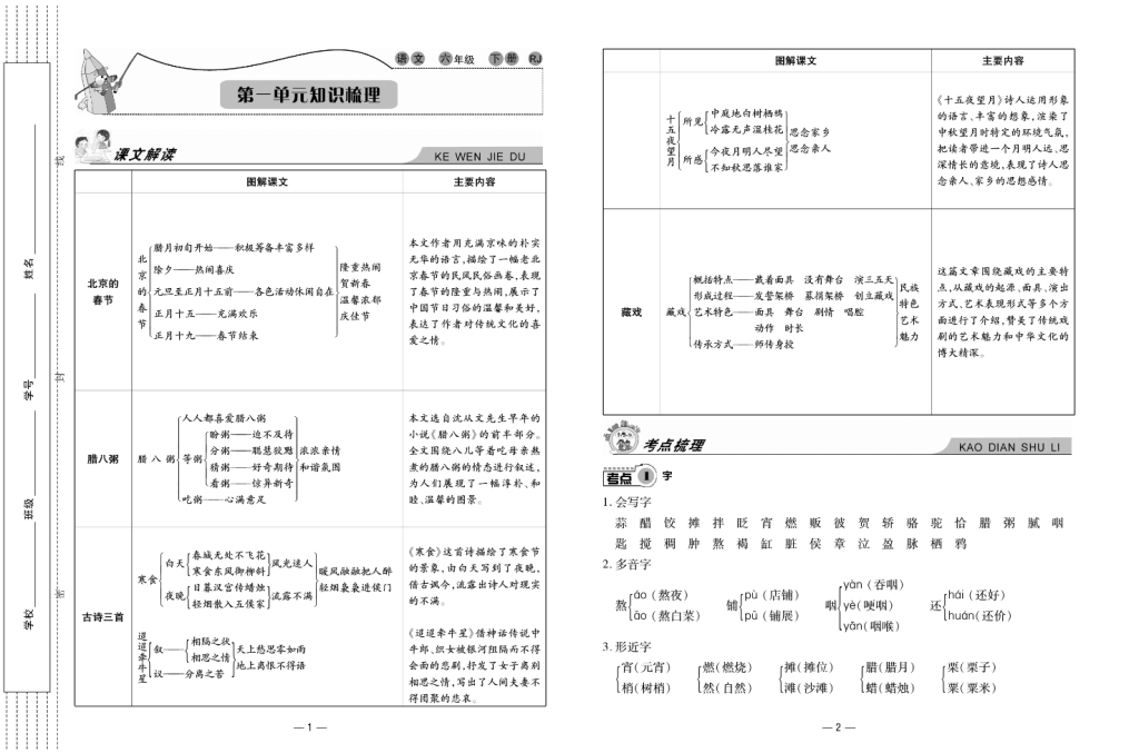 知识梳理6年级下册语文