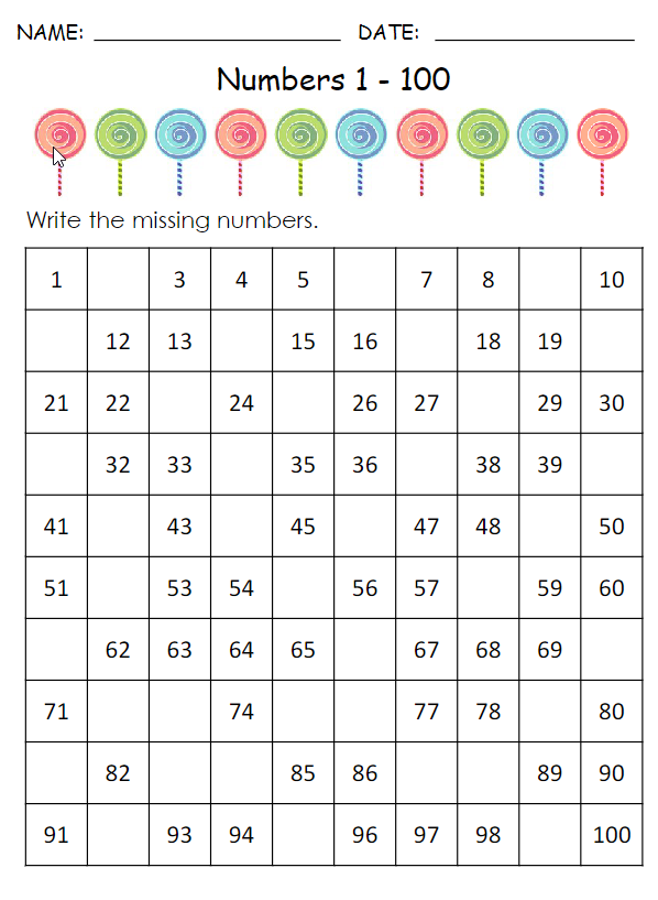一年级数学下册1-100丢失的数字专题训练
