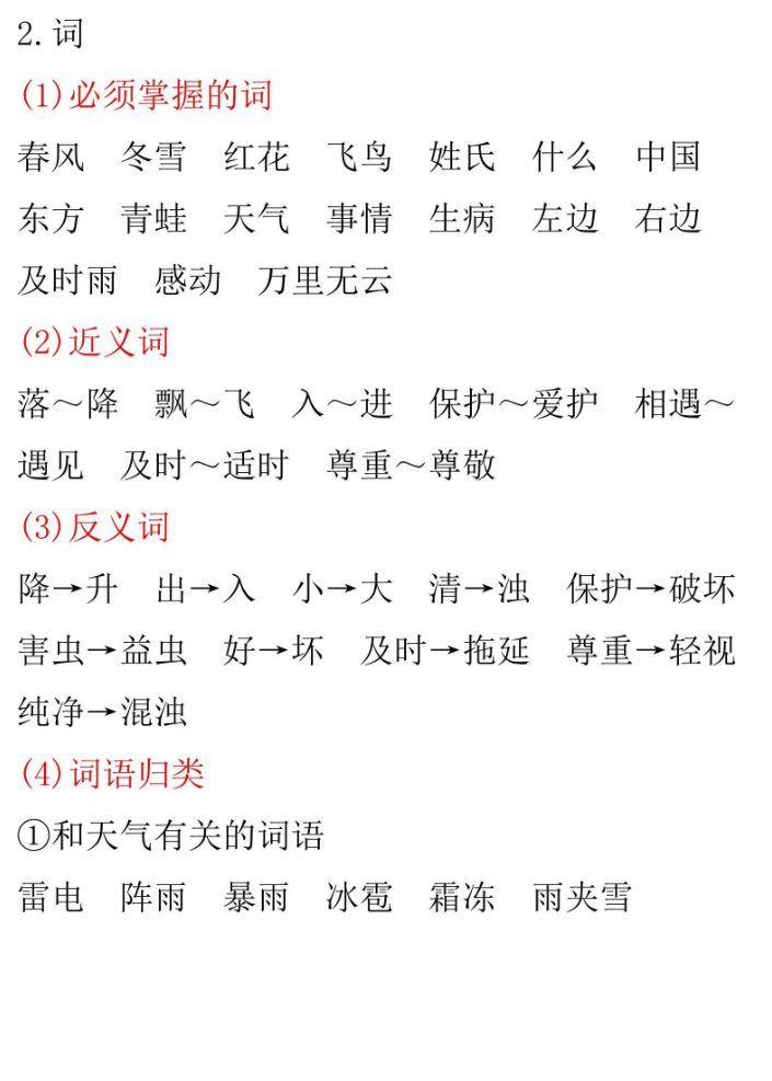 一年级语文下册第一单元知识小结