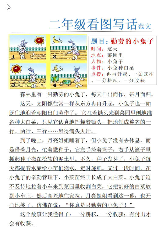 二年级下册看图写话范文【24篇】