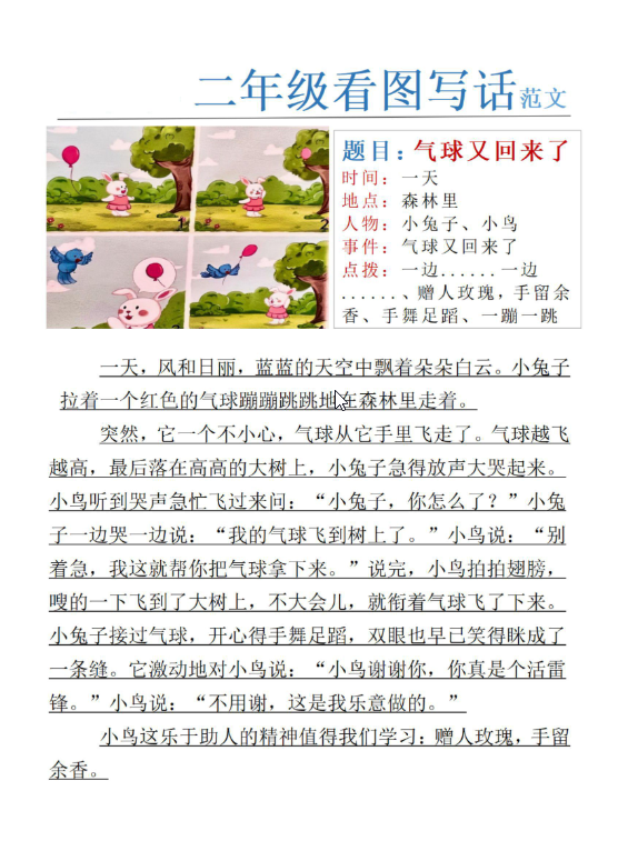 二年级下册看图写话范文【24篇】-watiku