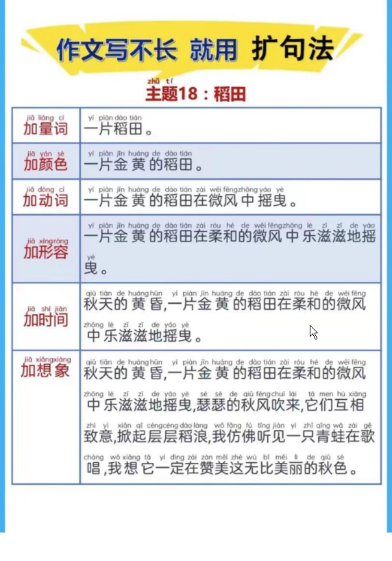 一年级语文下册晨读扩句第⑤⑥⑦⑧组