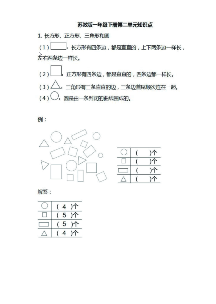 一年级下册数学苏教版知识要点汇总.pdf