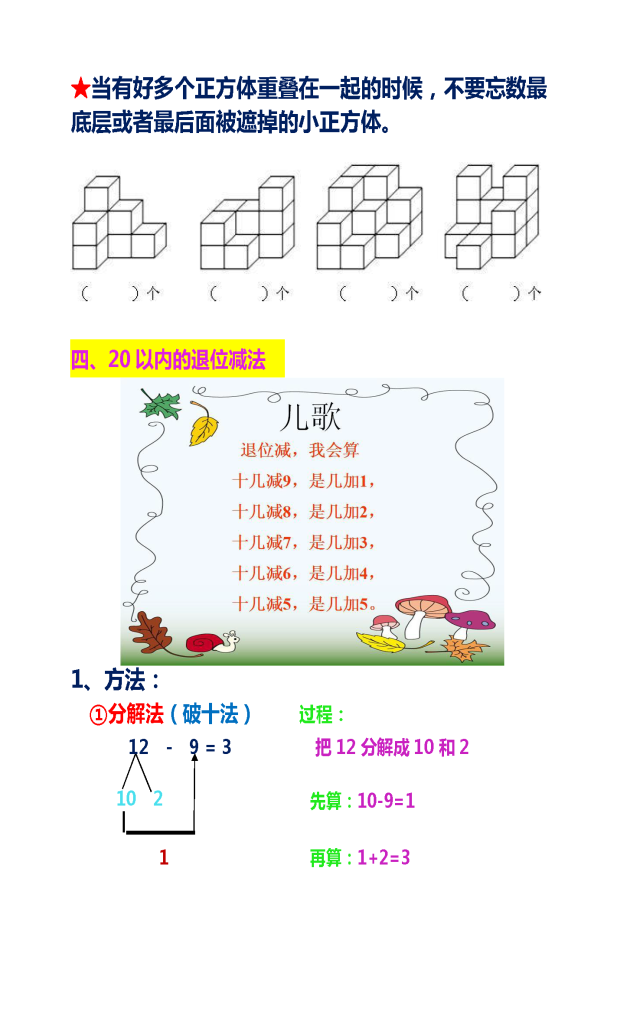 一年级下册数学重点考点复习总结（吃透稳上98+）