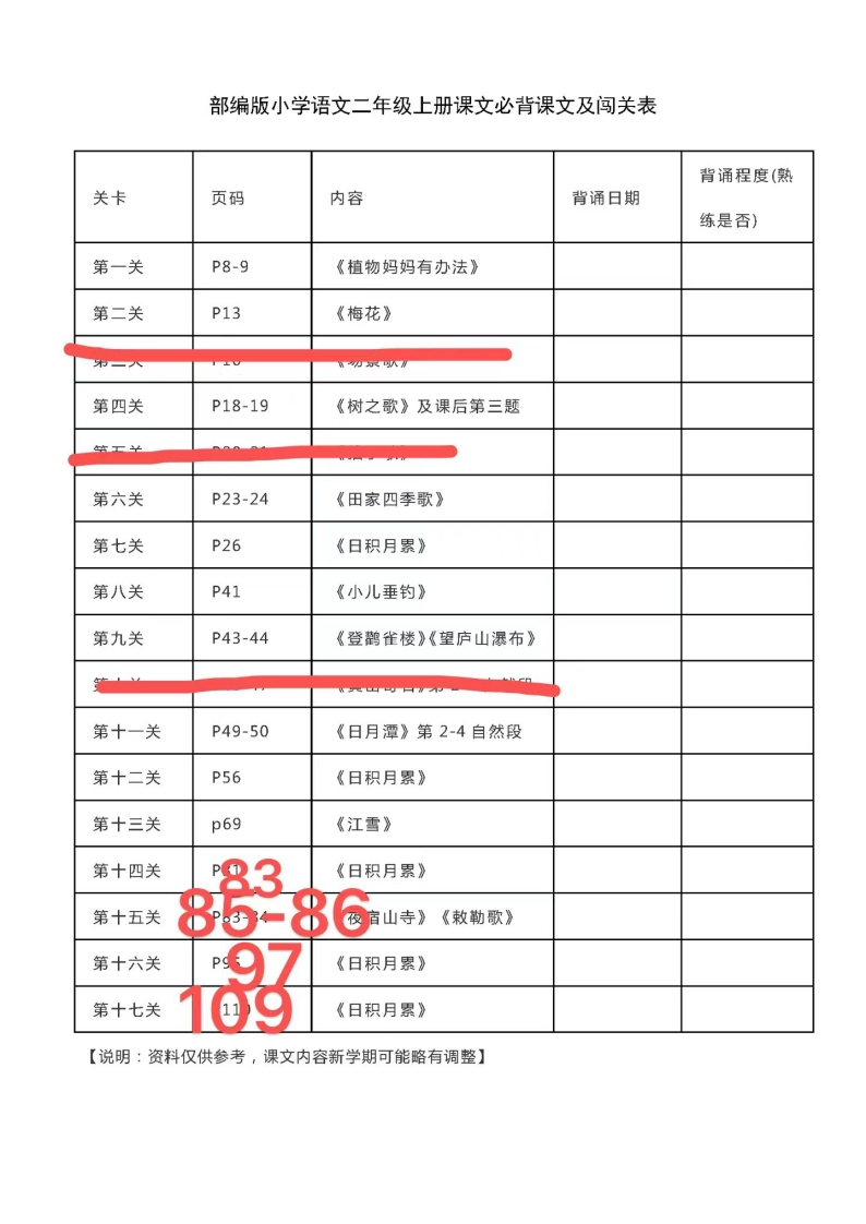 义务教育教科书·语文二年级上册(背诵内容)(1)-watiku