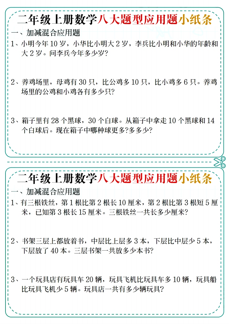 二上数学八大题型应用题小纸条(14天含答案14页)-watiku