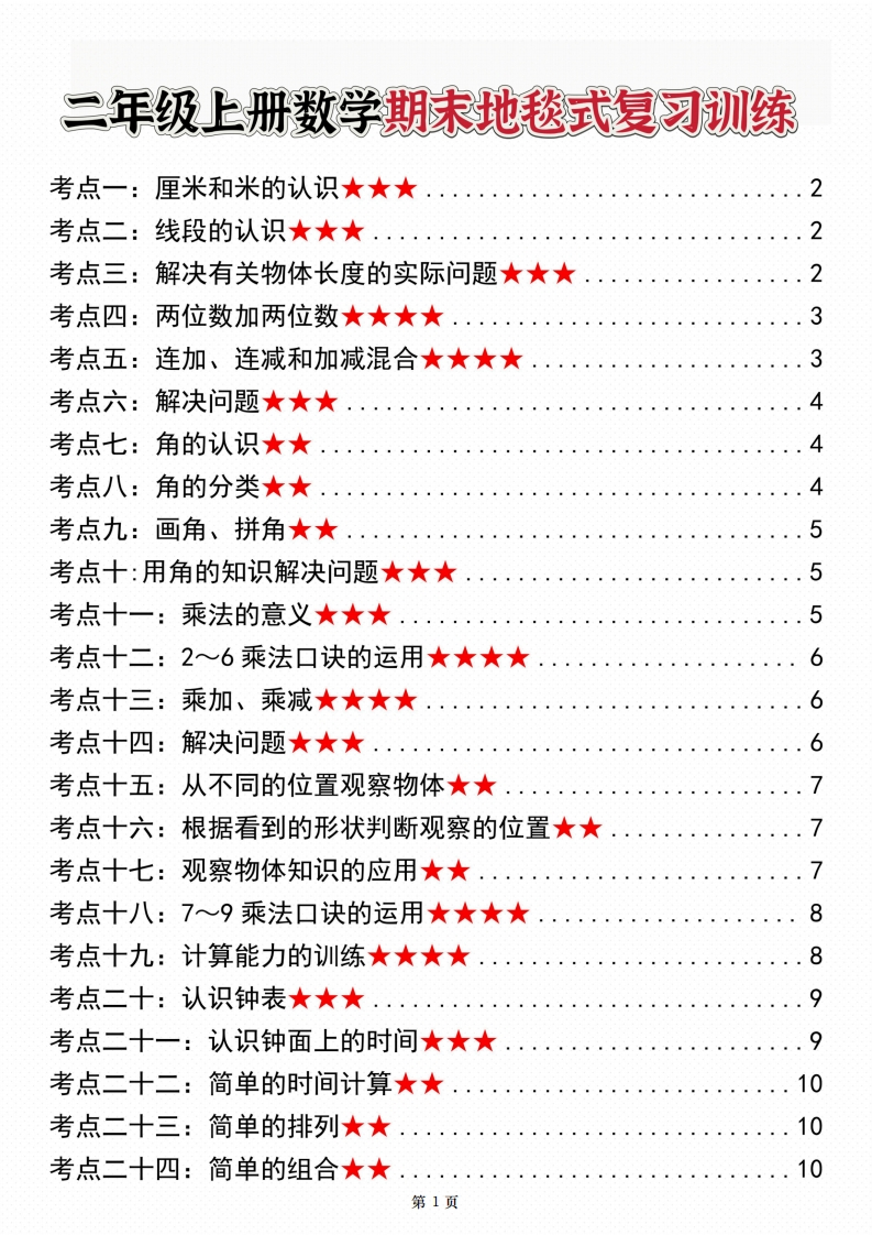 二上数学期末地毯式复习训练（10页）-watiku