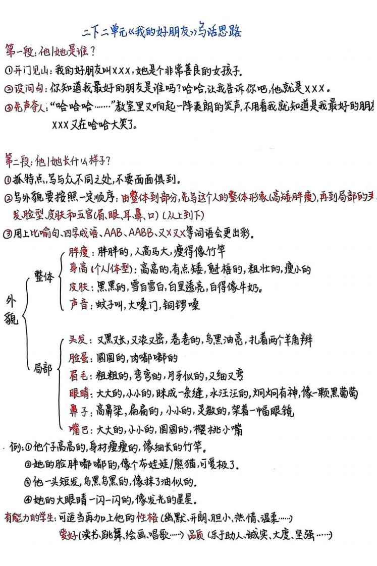 二下语文第二单元写作思路与范文欣赏-watiku
