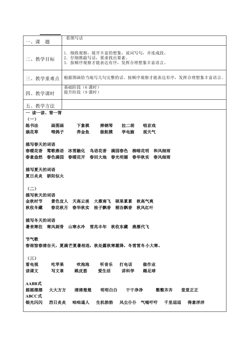 二年级上册-语文看图写话-专项练习资料-家长教学教案-watiku