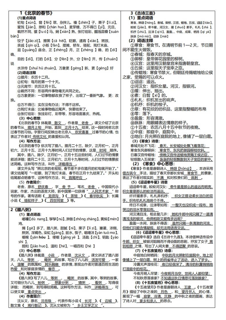 六语下课课贴（每课重点）-watiku