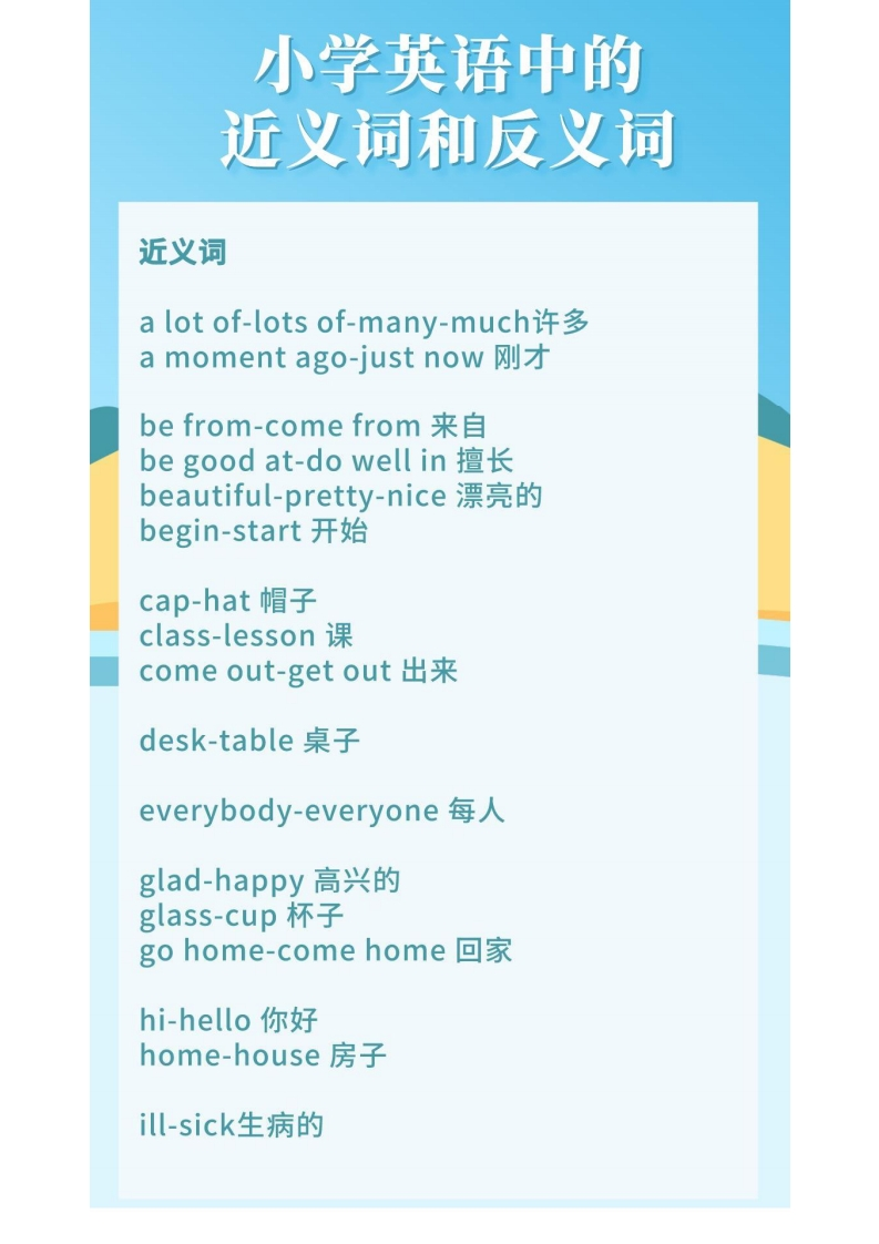 小学英语中的近义词和反义词-watiku