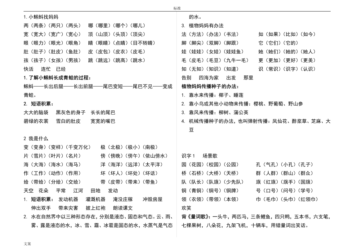 部编版二年级上册语文词语及知识点-watiku