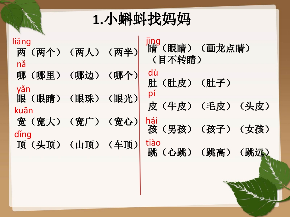 部编版本二年级语文(上册)生字组词课件学习-watiku