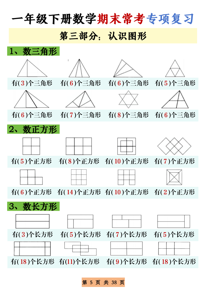 一下数学【期末常考重点专项复习】冲刺100分