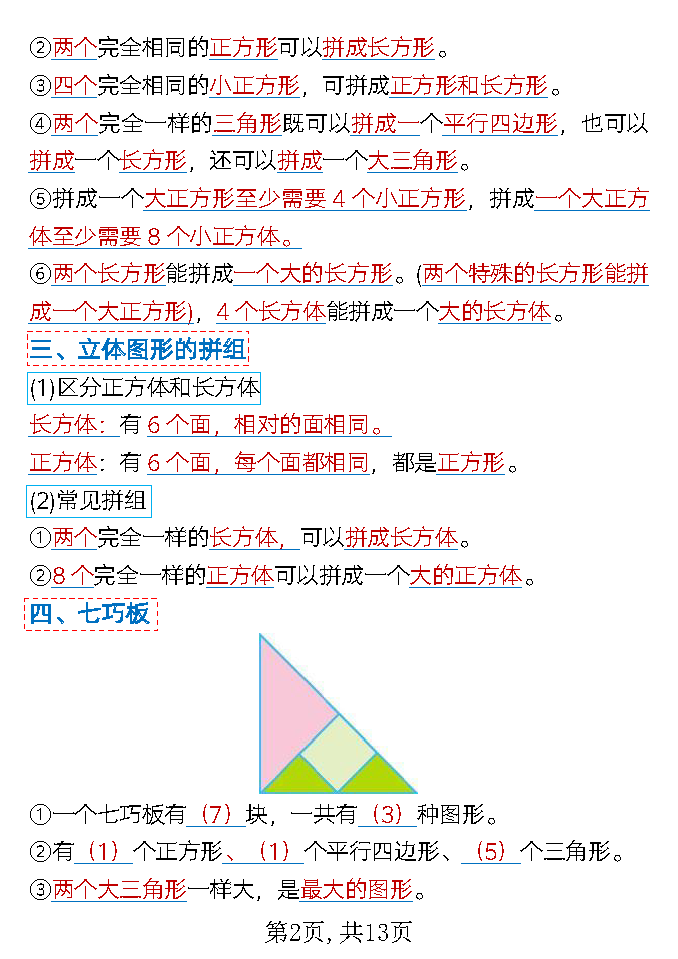 一年级下册数学全册重难点知识汇总(通用）