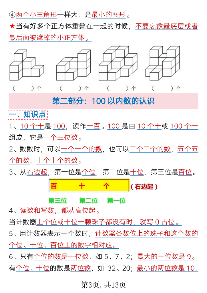 一年级下册数学全册重难点知识汇总(通用）