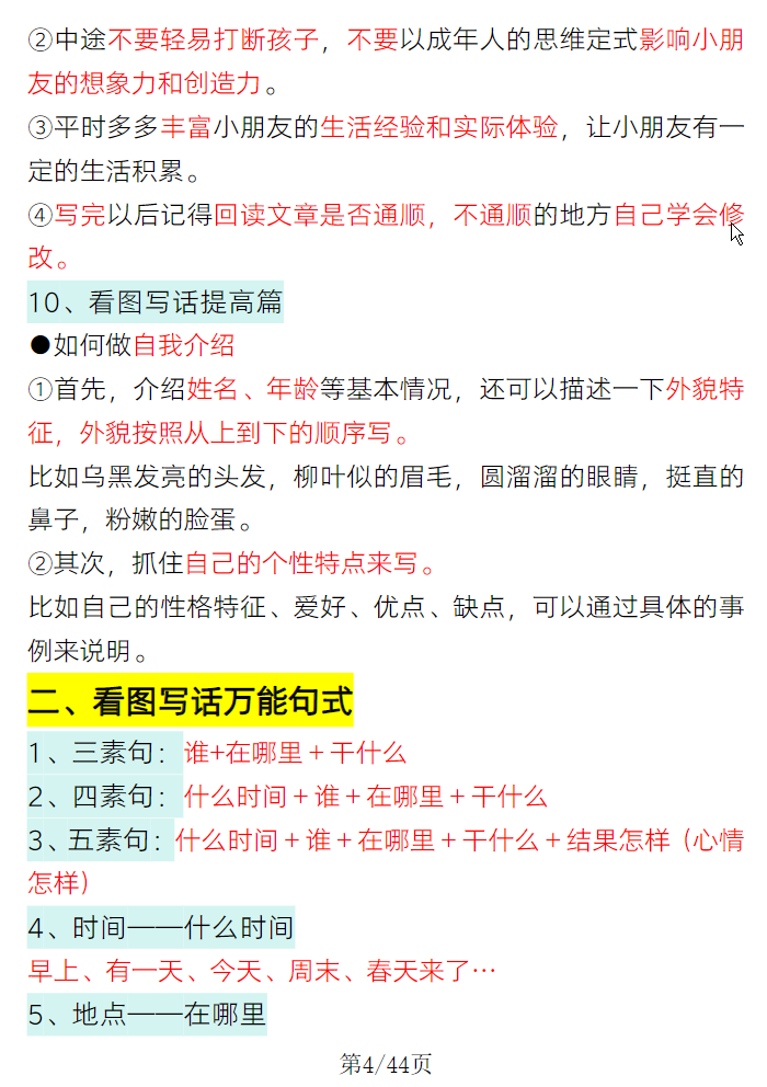 一年级语文下册常考看图写话专项训练