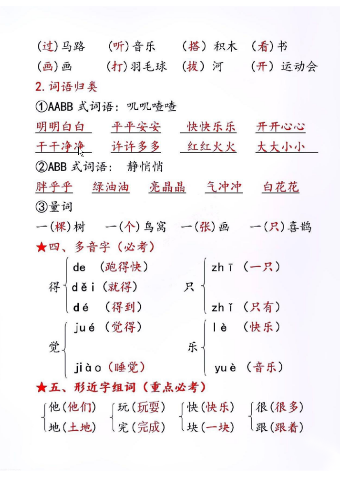一年级下册语文第三单元10个必备知识点